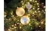 Vianočná ozdoba sklenená guľa 7 cm, béžová s flitrami
