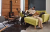 Rohová sedacia súprava Malmo, žltá látka, pravý roh