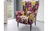 Kreslo ušiak Canto, látka s motívom farebných kvetov