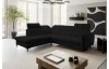 Rohová sedacia súprava Glow, čierna látka, ľavý roh