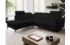 Rohová sedacia súprava Glow, čierna látka, ľavý roh