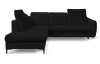Rohová sedacia súprava Glow, čierna látka, ľavý roh