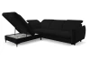 Rohová sedacia súprava Glow, čierna látka, ľavý roh