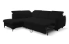 Rohová sedacia súprava Glow, čierna látka, ľavý roh