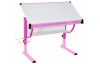 Polohovateľný písací stôl Roufas, ružový / biely