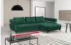 Rohová sedacia súprava Paris, tmavo zelená látka, pravý roh