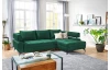 Rohová sedacia súprava Paris, tmavo zelená látka, pravý roh