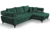 Rohová sedacia súprava Paris, tmavo zelená látka, pravý roh