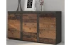 Komoda 3-dverová Rumba, vintage optika kovu/dreva