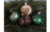 Vianočná ozdoba Zelená guľa so stromčekmi 8 cm, sklo