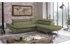 Rohová sedacia súprava Estelle, olivovo zelená látka, pravý roh