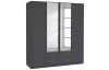 Šatníková skriňa so zrkadlom Case, 181 cm, tmavo šedá