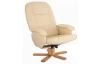TV kreslo s taburetom Fiorina, krémová ekokoža
