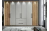 Šatníková skriňa Kanada, 300 cm, dub bianco/šedá
