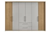 Šatníková skriňa Kanada, 300 cm, dub bianco/šedá