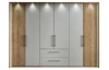 Šatníková skriňa Kanada, 300 cm, dub bianco/šedá