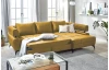 Rohová sedacia súprava Paris, horčicová žltá látka, pravý roh