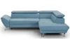 Rohová sedacia súprava Estelle, azúrovo modrá látka, pravý roh