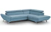 Rohová sedacia súprava Estelle, azúrovo modrá látka, pravý roh