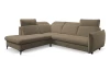 Rohová sedačka low, stredne hnedá látka, pravý roh