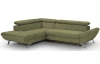 Rohová sedacia súprava Estelle, olivovo zelená látka, ľavý roh