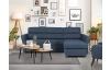 Rohová sedacia súprava Flavia, námornícka modrá látka, pravý roh
