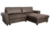Rohová sedačka Florina, hnedá látka vo vintage optike kože