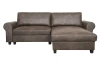 Rohová sedačka Florina, hnedá látka vo vintage optike kože