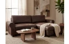 Rohová sedačka Florina, hnedá látka vo vintage optike kože