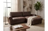 Rohová sedačka Florina, hnedá látka vo vintage optike kože