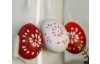 Veľkonočná dekorácia Maľované vajíčka, 6 ks, červená/biela