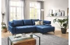 Rohová sedacia súprava Paris, modrá látka, pravý roh