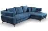 Rohová sedacia súprava Paris, modrá látka, pravý roh
