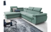 Rohová sedacia súprava Viera, mentolovo zelená látka, ľavý roh