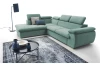 Rohová sedacia súprava Viera, mentolovo zelená látka, ľavý roh