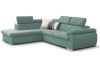 Rohová sedacia súprava Viera, mentolovo zelená látka, ľavý roh