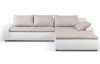 Rohová sedacia súprava Galileo, biela ekokoža/krémová látka