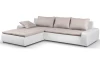 Rohová sedacia súprava Galileo, biela ekokoža/krémová látka