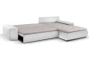 Rohová sedacia súprava Galileo, biela ekokoža/krémová látka