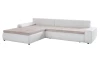 Rohová sedacia súprava Galileo, biela ekokoža/krémová látka