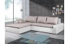 Rohová sedacia súprava Galileo, biela ekokoža/krémová látka
