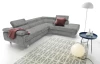 Rohová sedacia súprava Lotos, svetlo šedá látka, pravý roh