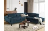 Rohová sedacia súprava Sergio, námornícka modrá látka, pravý roh