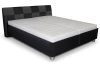 Posteľ Nice 180x200 cm, čierna ekokoža/sivá tkanina, bez matracov
