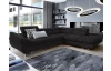 Rohová sedacia súprava Fabio, čierna látka, pravý roh
