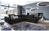 Rohová sedacia súprava Fabio, čierna látka, pravý roh