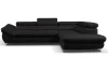 Rohová sedacia súprava Fabio, čierna látka, pravý roh
