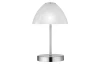 Stolná LED lampa Queen 24 cm, matný nikel/biele sklo