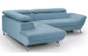 Rohová sedacia súprava Estelle, azurovo modrá látka, ľavý roh