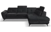 Rohová sedacia súprava Sergio, čierna látka, pravý roh